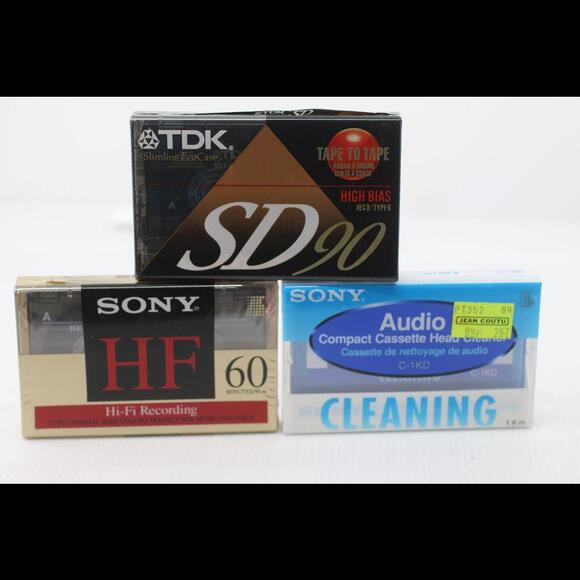 TDK 90m Sony HiFi Cassette Tapes 60 Minute Blank Lot of mixed 3 Cleaning audio - Picture 1 of 11